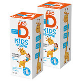 Set ApoD3 Kids Druppels, vitamine D3 600 IE voor kinderen vanaf 1 jaar, 2 x 10 ml