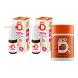 Set ApoD3 Druppels, vitamine D3 400 IE voor zuigelingen en kinderen vanaf dag 1, 2 x 10 ml + ApoD3 Max 4000 IE, 60 capsules