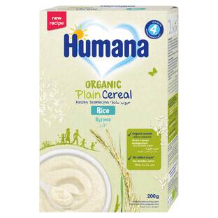 Humana Gachas de arroz bio, sin leche, sin gluten, sin azúcares añadidos, después de 4 meses, 200 g