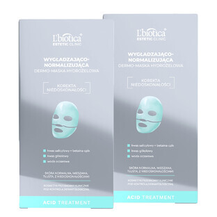 Set L'Biotica Estetic Clinic Acid, smoothing-normalizing hydrogel dermo-mask, 2 pieces
