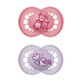 MAM Original, ciuccio, in silicone, ortodontico, Planet Love, bambina, 6-16 mesi, 2 pezzi