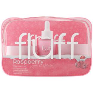 Set Fluff Raspberry, latte per il viso 40 ml + lozione detergente 50 ml + schiuma detergente 50 ml + kit per il trucco