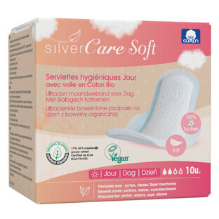 Silver Care assorbenti igienici ultrasottili in cotone morbido con ali, giorno, 10 pezzi Silver Care assorbenti igienici ultrasottili in cotone morbido con ali, giorno, 10 pezzi