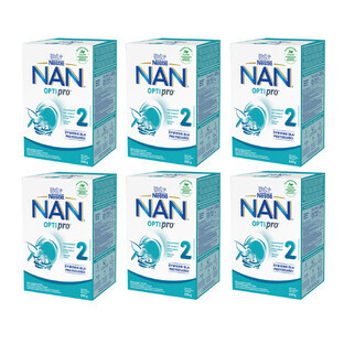 Nestlé NAN Optipro 2, lait de suite pour bébés de plus de 6 mois, 6 x 650 g