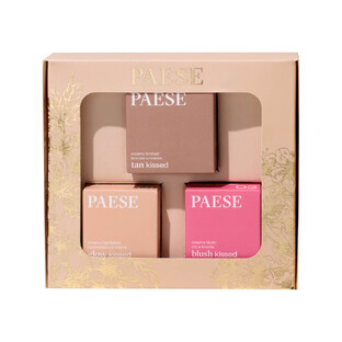 Paese Contouring Set Cold, Tan Kissed, crème bronzer, 01, 12 g + Glow Kissed, crème highlighter, 0,1, 4 g + Blush Kissed, crème blush, 03, 4 g