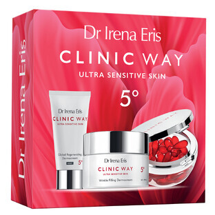 Dr Irena Eris Clinic Way 5º set, dermocrema de día FPS 20, 50 ml + dermocrema de noche, 30 ml + dermocápsulas revitalizantes, 30 cápsulas