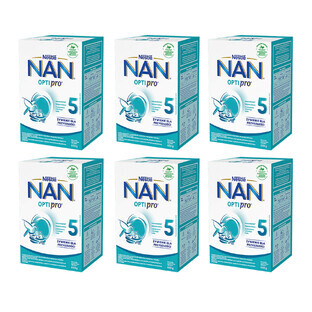 Juego Nestle NAN Optipro 5, Leche en polvo Junior para niños mayores de 2,5 años, 6 x 650 g
