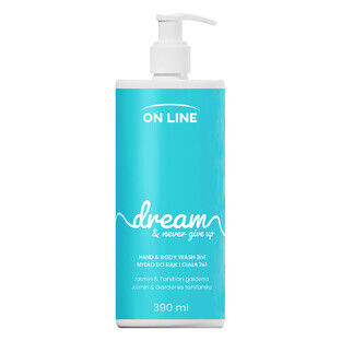 On Line Dream, 2 in 1 liquid soap for hands and body, jasmine and gardenia, 390 ml