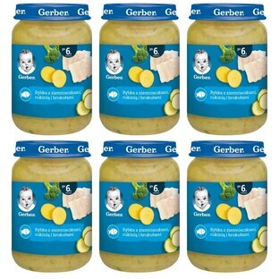Gerber Set da pranzo, pesce con patate, zucchine e broccoli, dopo 6 mesi, 6 x 190 g