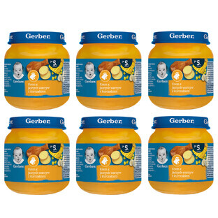 Gerber Dinner set, cremă de legume ușoare cu pui, după 5 luni, 6 x 125 g
