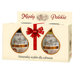 Set di miele polacco, miele millefiori, 400 g + miele d'api, 400 g
