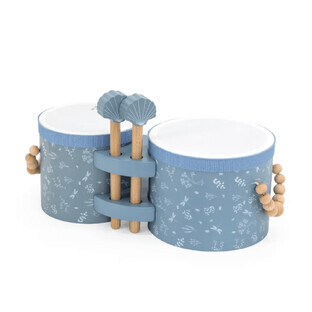 Holzspielzeug-Bongos, blau, Label Label