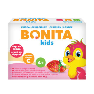 Kids strawberry flavored sucking pastilles, 24 pieces, Bonita