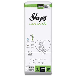 Baby Windeln Natural, Nr 6 X Large, 15-25 kg, 40 Stück, Sleepy