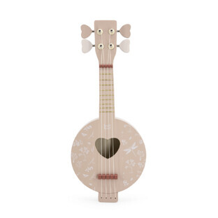 Houten speelgoed banjo, roze, Label