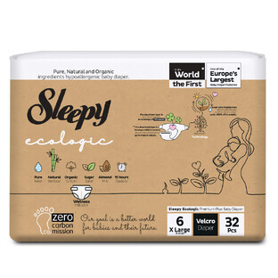 Babywindeln Ecologic, Nr.6 X Large, 15-25 kg, 32 Stück, Sleepy