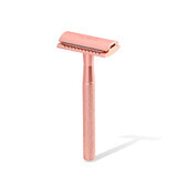 Afeitadora clásica con cuchilla de acero inoxidable color oro rosa + recambios, Meloni