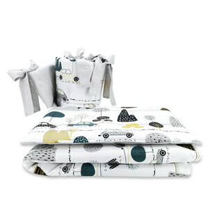 Juego de sábanas de cuna de 3 piezas, Childrens Journey Grey, 120x60 cm, MimiNu
