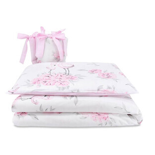 3-delige bedlinnenset voor babybedjes, Peonie Roze, 120x60 cm, MimiNu