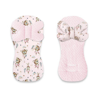 Housse textile avec coussin papillon pour poussette, siège auto et siège vélo Minky, Little Ballerina Pink, MimiNu