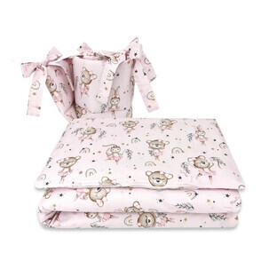 Set di biancheria per culla 3 pezzi, Little Ballerina Pink, 120x60 cm, MimiNu