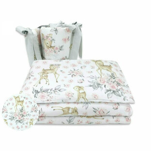 5-tlg. Kinderbettwäsche-Set, Sweet Deer Pink, 120x60 cm, MimiNu
