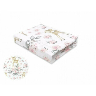 Drap de lit de Timon avec élastique, Sweet Deer Pink, 87x51 cm, MimiNu