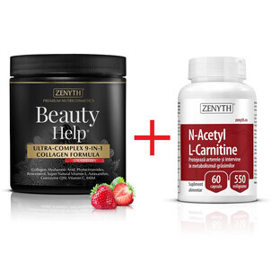 Beauty Help with strawberry flavor, 300 g + N-Acetyl L-Carnitine 550 mg, 60 capsules, Zenyth