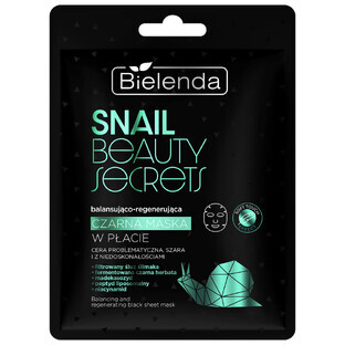 Bielenda Snail Beauty Secrets, ausgleichende und regenerierende schwarze Blattmaske, 1 Stück