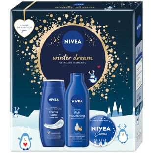 Set Nivea Winter Dream, gel de ducha 250 ml + leche corporal 250 ml + crema 75 ml