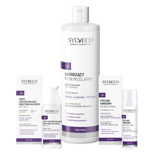 Sylveco Dermo Naczynka set, peeling acid pentru capilare, 30 ml + cremă de zi de etanșare capilară, SPF 50, 50 ml + loțiune micelară, 400 ml pentru 1 penny