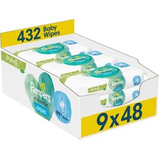 Pampers Harmonie Aqua Plastic Vrije Natte Doekjes 9 x 48 stuks