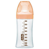 Glass bottle with sensory function and anti-colic flat teat Debit 2, Caprioara, 0-6 months, 270 ml, Dodie Glass bottle with sensory function and anti-colic flat teat Debit 2, Caprioara, 0-6 months, 270 ml, Dodie