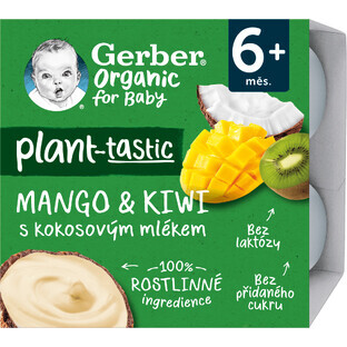 Gerber Bio 100% plantaardig mango en kiwi toetje met kokosmelk 4 x 90 g