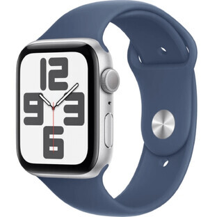 Apple Watch SE GPS 44mm Silver aluminum case with denim sport band - M/L
