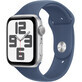Apple Watch SE GPS 44mm Silver aluminum case with denim sport band - M/L