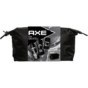 AXE Schwarze Kosmetiktasche für Männer - Deo-Spray + Duschgel + festes Deodorant
