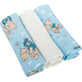 Bomimi Premium Cotton Nappies 140g/m2 printed, 80x70cm Teddy-Blue 3 pcs