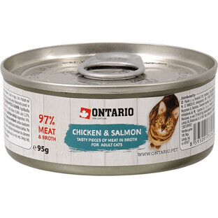 Ontario Bucăți de pui la conservă cu somon pentru pisici 95 g