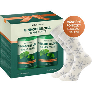 Pack regalo MOVit Energy Ginkgo Biloba 60 mg, 180 cápsulas + calcetines de Navidad