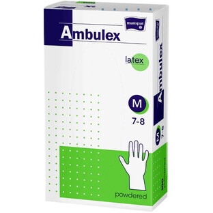 Gants en latex Ambulex taille. M polyester poudré 100 pcs