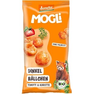 MOGLi Bolas de espelta ecológica con tomate y zanahoria con certificación Demeter 40 g