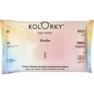 Kolorky Salviette umidificate in bambù Salviette in bambù 100% biodegradabili in viscosa di bambù 60 pz.