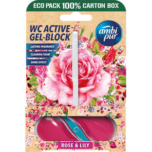 Ambipur WC Active gel-bloc trandafir & crin 45 g