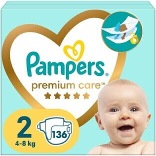 PB Pampers Premium Care diapers size 2, 4-8 kg, 136 pcs