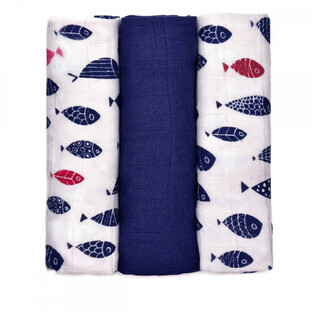 T-Tomi BIO Bamboe luiers, vis 70 x 70 cmPeceece 3 stuks