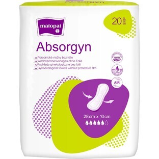 Matopat Absorgyn tampons gynécologiques post-partum sans film 28 cm x 10 cm, 20 pcs