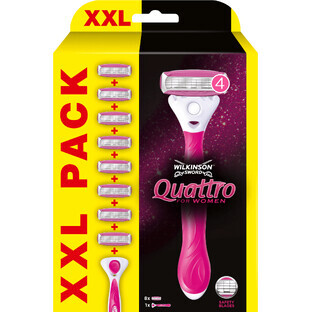 Wilkinson Sword Quattro XXL maquinilla de afeitar para mujer + cabezales de recambio 8 piezas