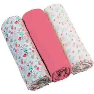 BabyOno Couches en mousseline rose super douce 3 pièces