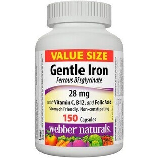 Webber Naturals Eisen 28 mg (magenschonend) + C, B12 und Folsäure 150 Kapseln